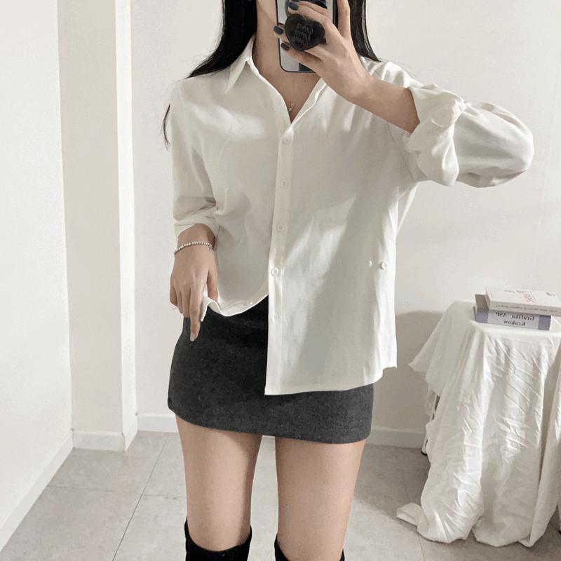 [겨울원단] 모엘 사이드 허리 스냅 버튼 겨울 셔츠 (3color)